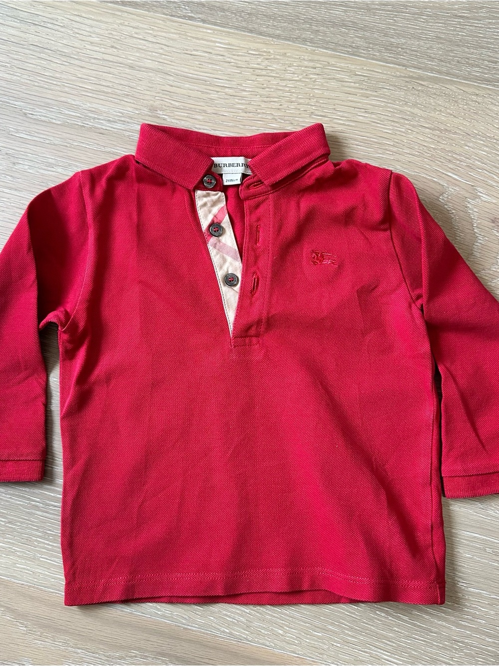 Burberry Long Sleeve Polo Red 2Y Authentic